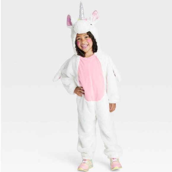 Toddler Plush Flying Unicorn Costume Jumpsuit Onsie Play Suit Soft Faux Fur NEW - Picture 1 of 9